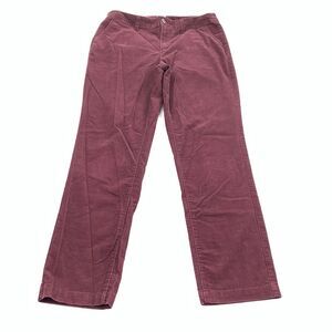 A New Day Straight Leg Corduroy Pants Size 12 Womens Solid Red Burgundy Cords L